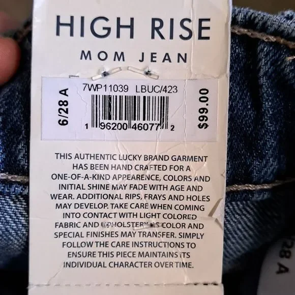Lucky Brand High Rise Drew Mom Ankle Jeans 6/28
